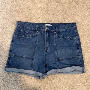 Loft High-Rise Dark Blue Denim Cuffed Women’s Shorts